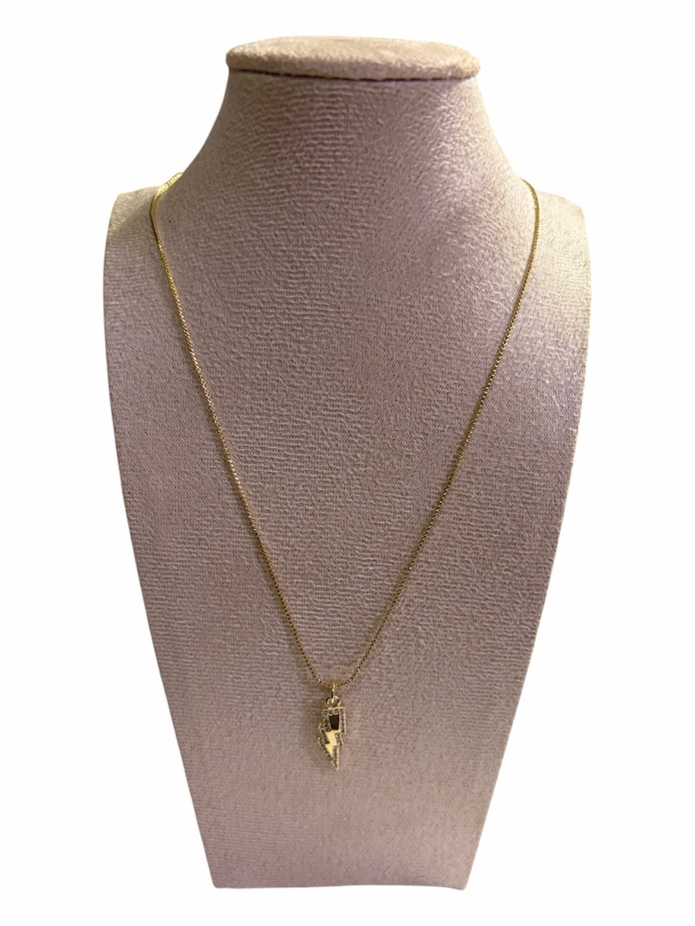 Minimal Gold Plated Lightning Bolt Pendant Necklace - Women Jewelry